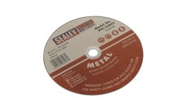 Sealey metal grinding disc 230x1.9x22mm, designed for grinding applications, with safety instructions and specifications clearly marked.