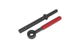 Insulated socket and handle tool set featuring a black socket and red handle, designed for safe electrical work.