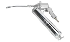 High-quality professional grease gun featuring a metal barrel and nozzle for precise lubrication applications.
