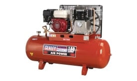 Sealey 150 litre air compressor SA156S with Honda engine, suitable for various pneumatic applications and tools.