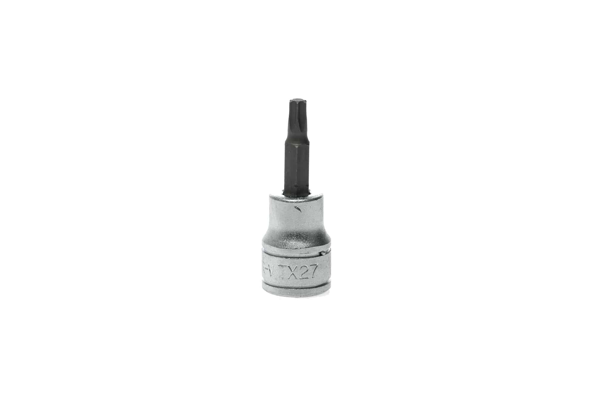 TX27 Torx screwdriver bit for precision fastening, compatible with various power tools and hand tools, ideal for automotive and electronics repair.