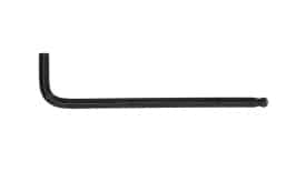 Black L-shaped hex key tool for tightening and loosening screws and bolts, essential for various mechanical applications.
