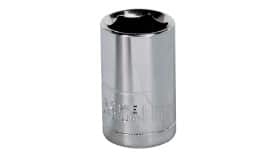 10mm chrome socket wrench with a shiny finish, designed for use with ratchet handles in automotive and mechanical applications.