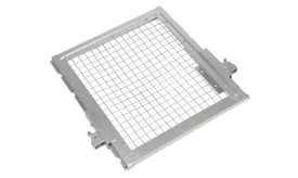 Durable metal mesh grate designed for cooking, featuring a sturdy frame and grid pattern for even heat distribution.