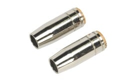 Set of two metallic nozzles for air tools, featuring a shiny finish and a gold accent on the top.