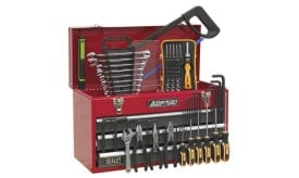 Portable Tool Chest 3 Drawer with Ball Bearing Runners - Red/Grey & 72pc Tool Kit