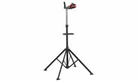 Adjustable tripod stand featuring a light holder, designed for stability and versatility in various lighting setups.