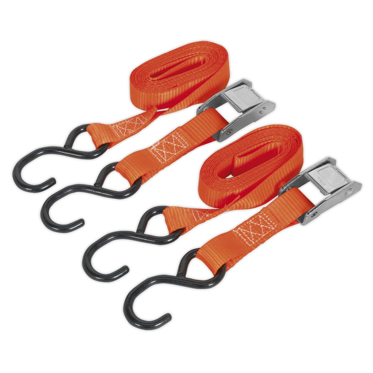 Cam Buckle Tie Down 25mm X 2 5mtr Polyester Webbing With S Hooks 250kg Load Test Triace