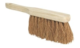Natural bristle hand brush with wooden handle, ideal for cleaning and dusting surfaces.