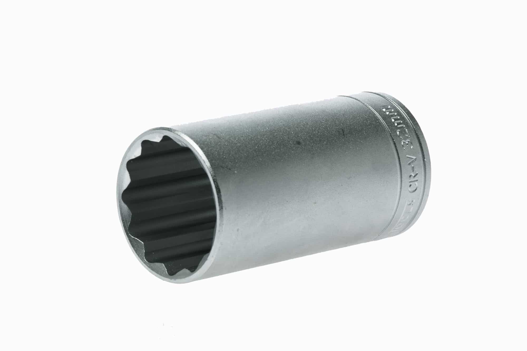 3/8-inch drive socket tool with a 6-point design for enhanced grip and torque, ideal for automotive and mechanical applications.