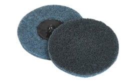 Dual-sided abrasive cleaning discs featuring a blue and black textured surface for effective cleaning and polishing tasks.