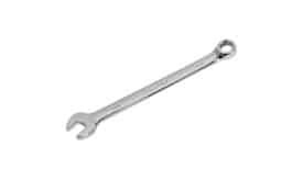 50mm chrome spanner tool with a polished finish, featuring an open end and a socket end for versatile use in mechanical tasks.