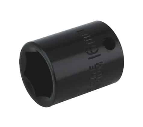 16mm black socket tool designed for use with ratchet wrenches, featuring a durable construction for enhanced performance.