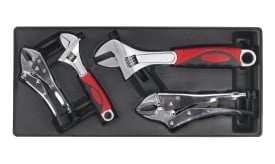 Tool Tray with Locking Pliers & Adjustable Wrench Set 4pc