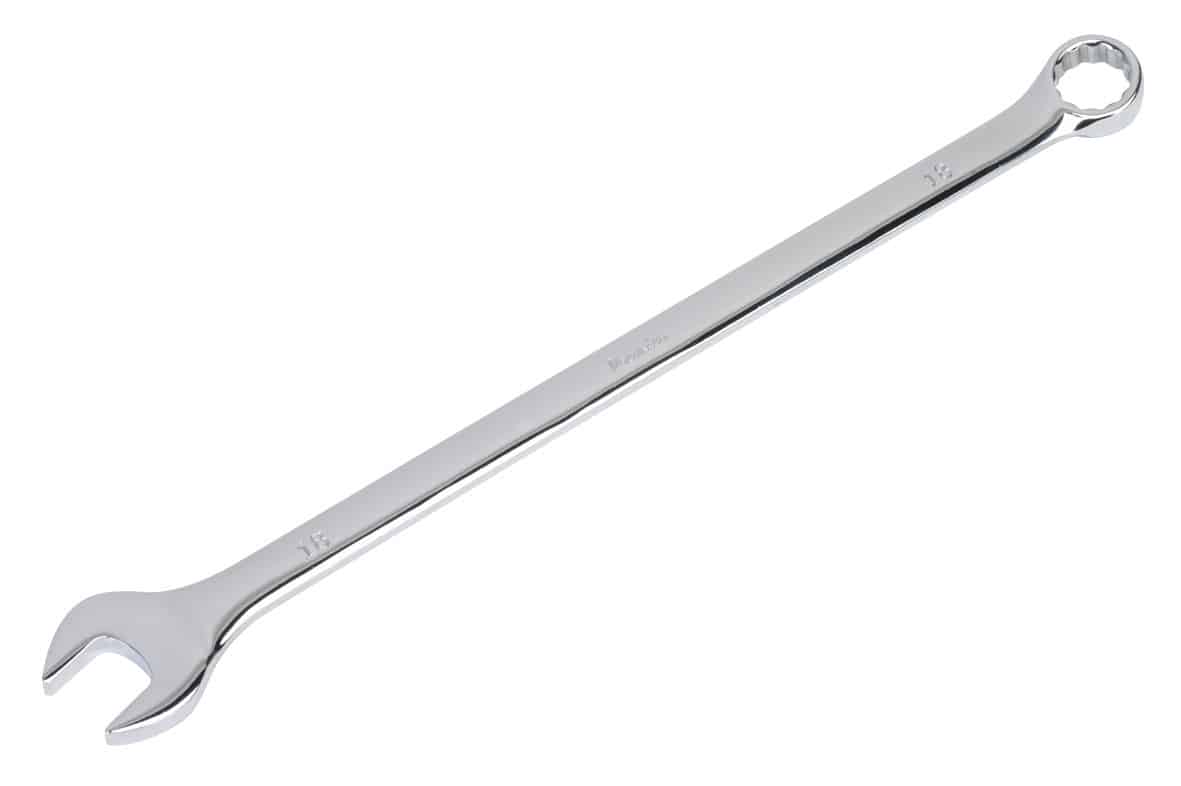 15mm chrome plated adjustable wrench with a polished finish, suitable for various mechanical tasks.