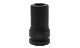 27mm impact socket tool made from chrome-molybdenum steel, designed for heavy-duty applications.