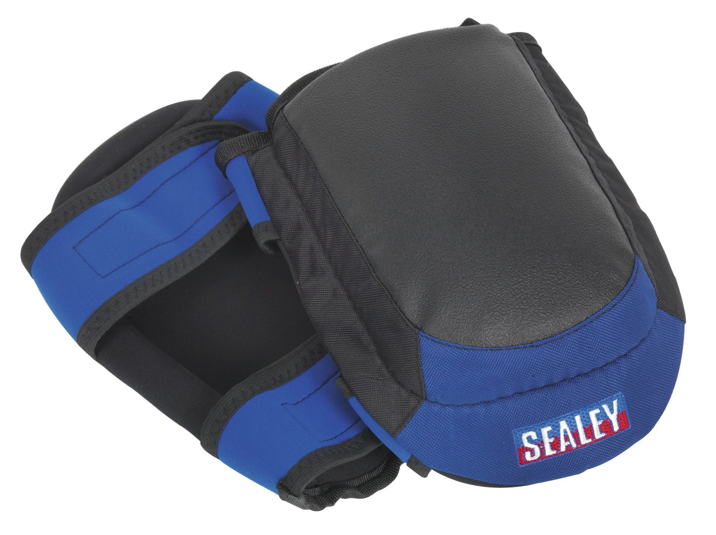 Sealey protective knee pads designed for comfort and durability, featuring a black and blue design suitable for various tasks.