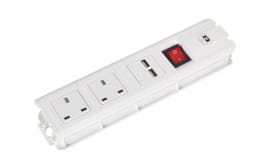 Extension Cable 3mtr 2 x 230V + 2 x USB Sockets - White