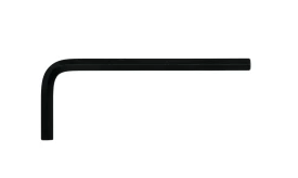Black hex key Allen wrench tool, ideal for assembling furniture and machinery, featuring a standard L-shape design for ease of use.