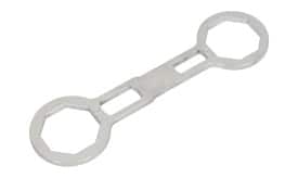Double-ended wrench tool with octagonal ends for various sizes, made of durable metal for effective tightening and loosening.