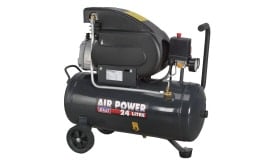 Sealey 24 litre air compressor with a powerful motor and pressure gauge, suitable for various pneumatic applications.
