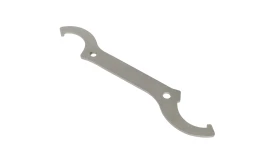 Adjustable wrench tool with dual ends for mechanical applications, made of durable metal for effective use in various tasks.