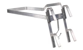 Aluminium bike repair stand holder with adjustable hooks and spring mechanism for secure bike maintenance.