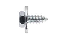 Metal hex head screw with a washer, featuring a threaded shaft and a hexagonal head, ideal for various fastening applications.