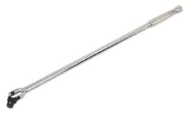 Chrome socket wrench extension bar with a polished finish, designed for increased reach and leverage in automotive tasks.