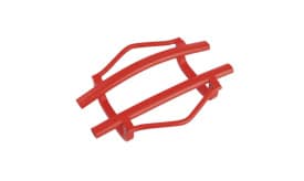 Heavy-duty red metal tool handle designed for durability and strength, suitable for various applications in construction and DIY projects.