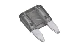 15 amp automotive blade fuse with transparent casing and metal terminals for electrical circuits.