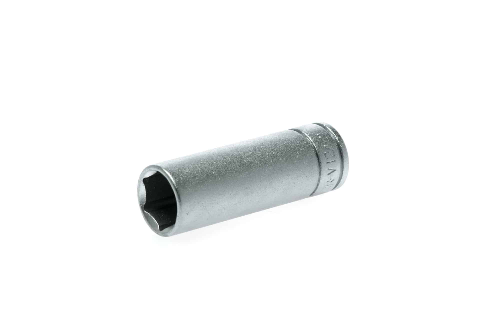 10mm chrome socket tool designed for automotive and mechanical applications, featuring a durable steel construction.