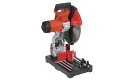 Electric mitre saw featuring a powerful motor, adjustable base, and precision cutting capabilities for woodworking projects.