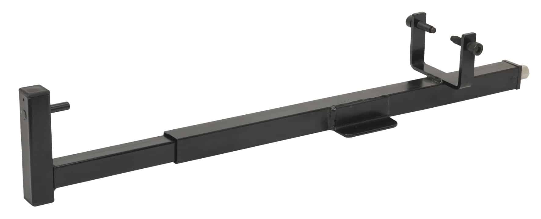 Adjustable metal bracket designed for shelving support, featuring a robust black finish and multiple mounting options.
