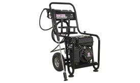 Sealey 150bar pressure washer with a powerful engine and sturdy frame, designed for effective cleaning tasks.