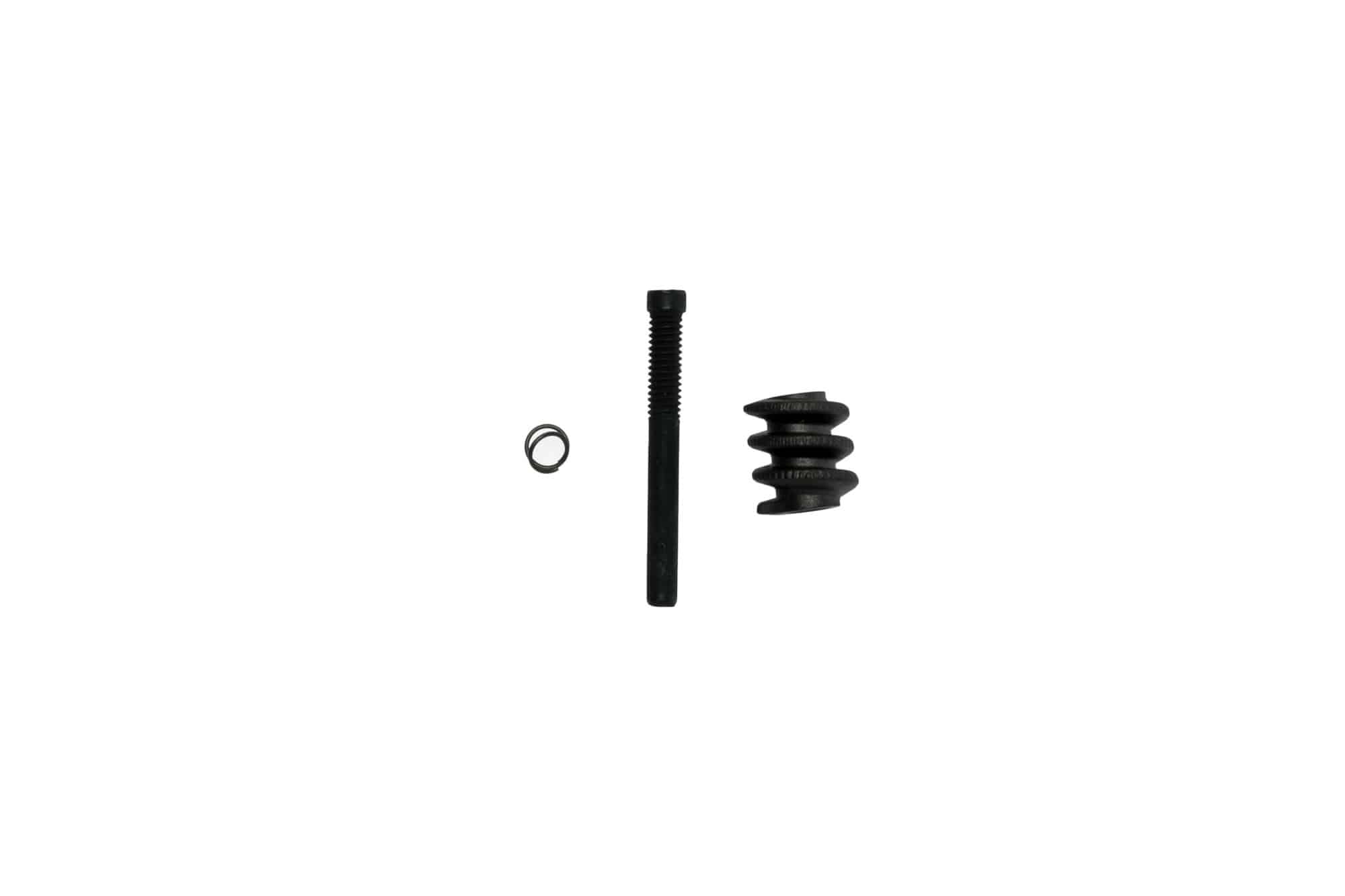 Black bolt, washer, and spring component set for mechanical applications, ideal for various assembly needs.