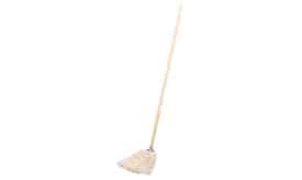 Classic cotton mop featuring a wooden handle, ideal for cleaning various surfaces and maintaining hygiene.