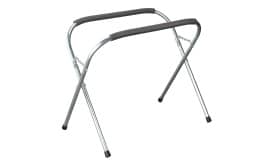 Adjustable folding walking frame with padded handles for support and stability, designed for mobility assistance.