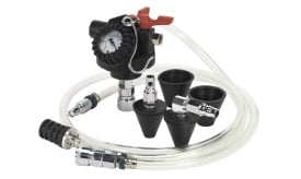 High-pressure spray gun kit with gauge, hoses, and nozzles for efficient fluid application.