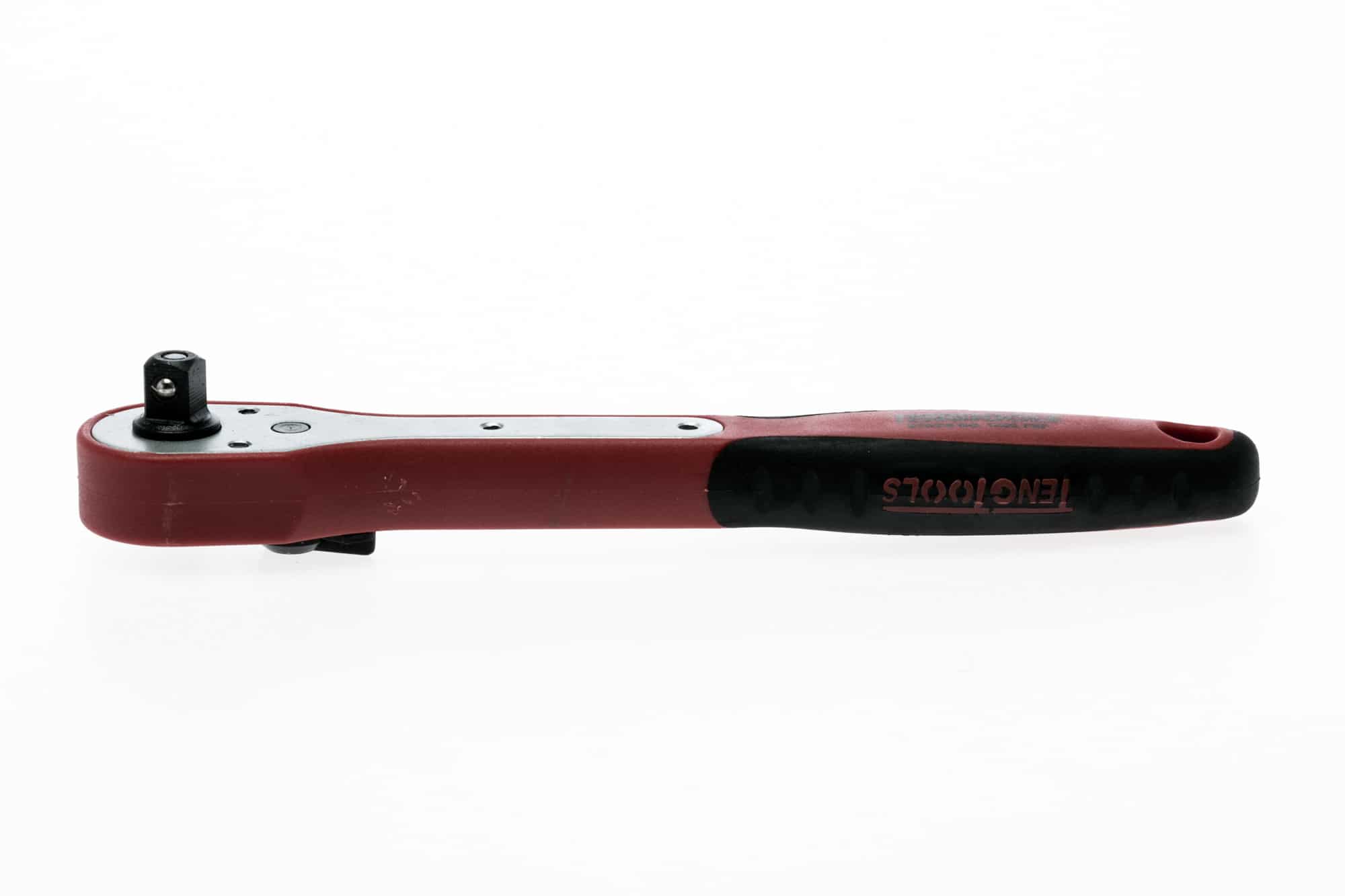 Ten Tools ratchet wrench with a red and black handle, designed for precise torque applications in mechanical tasks.