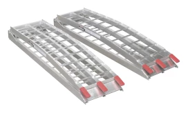 Aluminium loading ramps designed for vehicles, featuring a sturdy construction and non-slip surface for safe loading and unloading.
