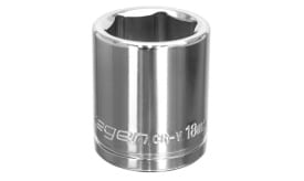 18mm chrome socket tool by Kegen, made from CR-V steel, designed for durability and precision in mechanical applications.