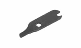 Metal tool designed for gear adjustment, featuring a forked end and a textured grip for enhanced usability.