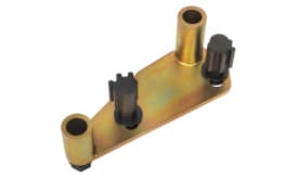 Automotive timing tool set component with two cylindrical attachments and two black plastic fittings, designed for precision engine timing.