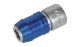 Premium blue socket adapter tool with a silver end, designed for efficient fastening and loosening of screws and bolts.