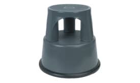 Durable plastic two-tier step stool in grey, suitable for various household tasks and reaching high places.