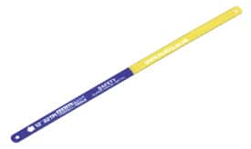 12-inch safety superfast metal ruler with yellow and blue design, featuring clear measurement markings for precise use.