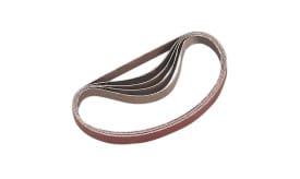 Multi-strip sanding belt set featuring various grits for woodworking and metalworking applications, ideal for achieving smooth finishes.