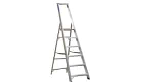 Aluminium step ladder with seven rungs, sturdy design for home and professional use, lightweight and portable for easy handling.