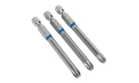 Power Tool Bits Pozi #3 Colour-Coded S2 75mm 3pc